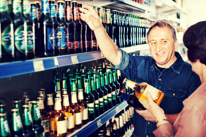 Etiketten Bierflaschen Supermarkt